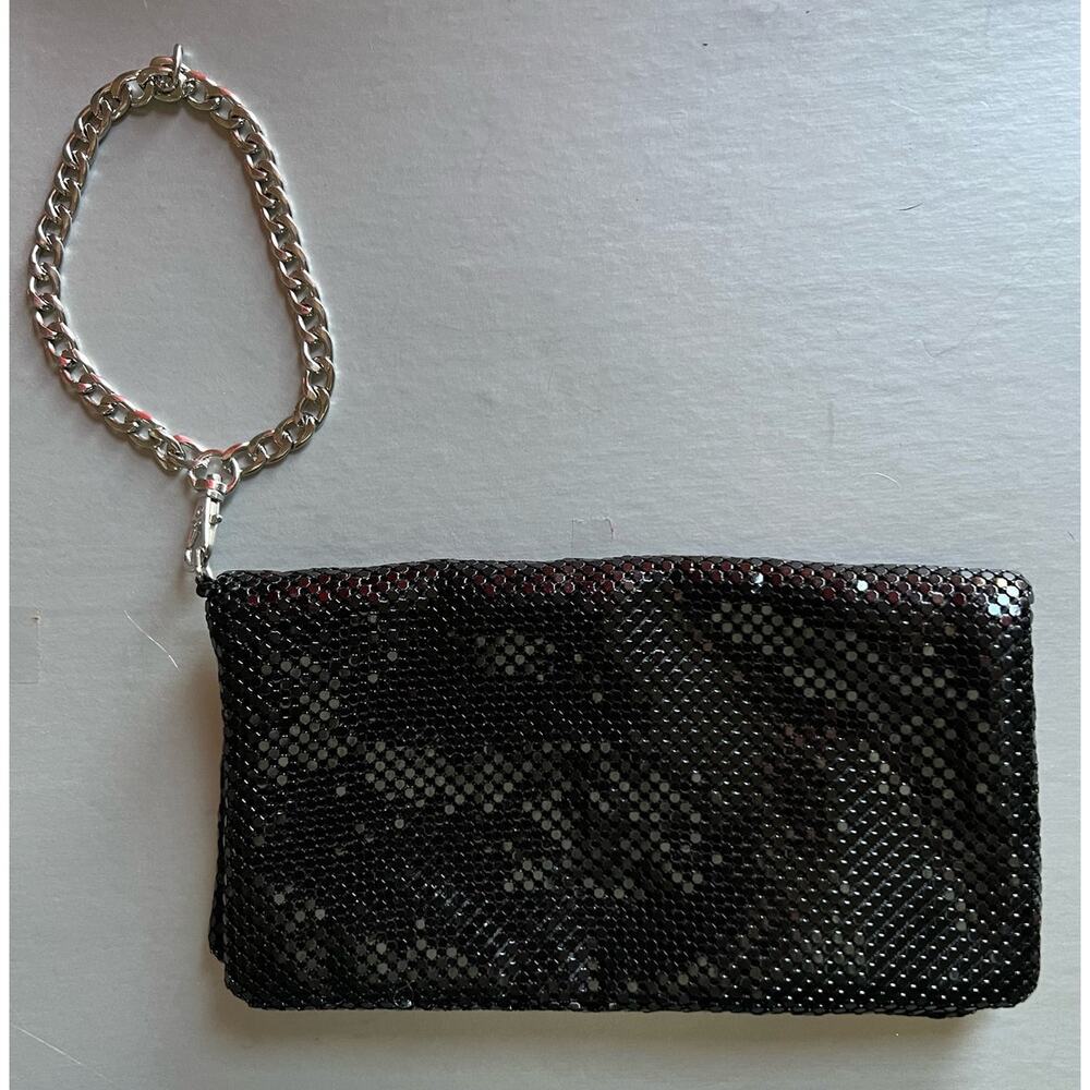 Glint For Nordstrom Mesh Foldover Wristlet Clutch Evening purse Black